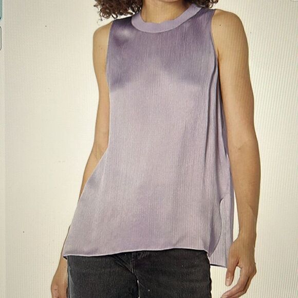 VINCE RIB-TRIM LILAC SILK SHELL  NWT - Picture 1 of 9
